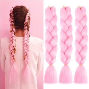 Trança de cabelo ombré de 24 polegadas para torcer fibra de alta temperatura sintética jumbo trançado extensões de cabelo preto rosa ombre tranças de crochê J1