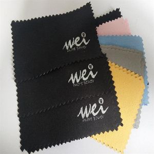 1000pcs Customize logo Polish Cloth for silver Golden Jewelry Cleaner Blue Pink Green white black colors option Quality gifts309i