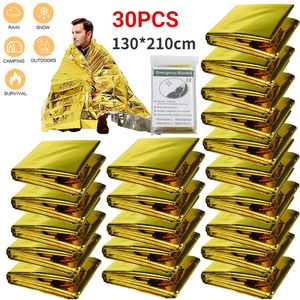 Utomhus Gadgets 5 30pc Emergency Gold Sliver Survival Filt Waterproof First Aid Rescue Curtain Foil Thermal Military Filt130x210cm 230726