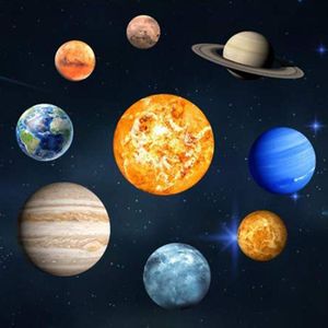 Скульптуры 9 шт./компл. 9 планет Солнечной системы флуоресцентные настенные наклейки Вселенная Планета Галактика Детская комната Спальня Светящиеся настенные наклейки