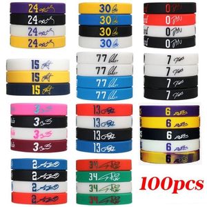 Bangle 100pclot Basketball Silikonowe bransoletki sportowe dla mężczyzn dla mężczyzn gracze Bangles 2307726