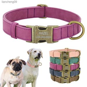 Personalisiertes Hundehalsband aus Leder mit kostenloser Gravur, Hundehalsbänder, individuelle Halskette für kleine, mittelgroße und große Hunde, französische Bulldogge, L230620