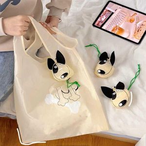 Storage Bags Kawaii Cartoon Foldable Shopping For Groceries Recyclable Tote Pouch Eco-Friendly Heavy Duty Washable Bag