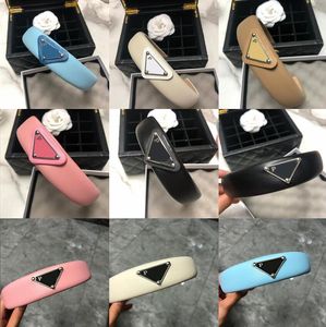 Wholesale 10 Styles Designer Headbands Brand Triangle Mark Letter Print HairJewelry Accessories Luxury Women Wideband Leather Headwrap Candy Color Hairband