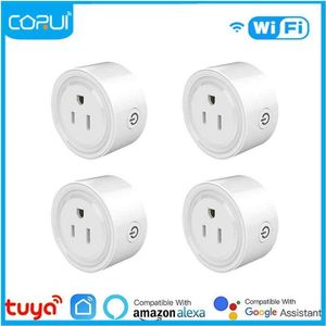 Smart Power Plugs Corui Smart Plug Outlet 4PCS WiFi US Standard Fernbedienung Smart -Home -Geräte arbeiten mit Alexa Home Keine HUB benötigen HKD230727