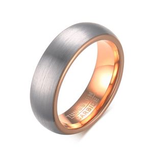 Anel de carboneto de tungstênio banhado a ouro rosa unissex de 6 mm aliança de casamento em dois tons 2250