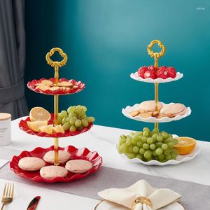 Plates 3 Layer Cake Stand Style European Wedding Party Multi Plastic Three-tier Fruit Tray Snack Candy Kitchen Tools