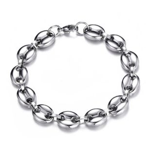 Hip Hop Width 11mm Stainless Steel Coffee Beans Link Chain Necklace Bracelets for Men Jewelry