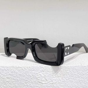 Designer offs solglasögon vita modemärken med skår- och håldesign gata som skjuter hip-hop personlighet är 23SS trendig för svart