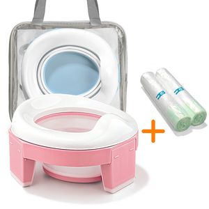 Viagem Potties Tyry.HU Baby Pot Pot Silicone Treinamento Potty Training Seat 3 em 1 banheiro Crianças azuis dobráveis com sacos 230726