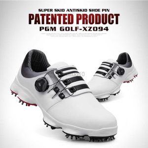 Andra golfprodukter PGM Golf Heren Comfortabele Knop Gesp Golf Men's Schoenen Waterdichte Lederen Sneakers Spikes Nagel Antislip XZ094 HKD230727