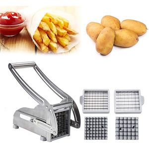 Frukt grönsaksverktyg rostfritt stål pommes frites cutters 2 blad potatis chips maker gurka morot grönsaker skärare skiva hem kök prylar 230727