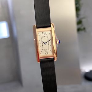 Luksusowy moda damski damony zegarek męskie zegarek pary zegarek amerykański kwarc 35,8 mm vintage zegarek złoty biały złoto prostokątny zegarek skórzany pasek Prezent Femme