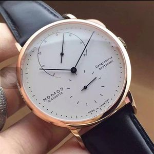Новые 8 -миллиметровые указатели работают повседневные наручные часы. Nomos Водонепроницаемые кожаные бизнесмены смотрят Quartz Dress Watch33o