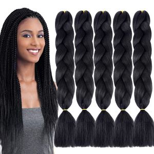 24 Inch Jumbo Black Braiding Hair 1b# African Crochet Hair Extensions High Temperature Fiber Crochet Synthetic Braiding Hair for Twist Crochet Braids Hair J1