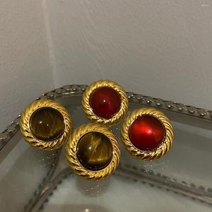 Dingle örhängen mässing med 18k guld vintage stenklipp kvinnor smycken party boho t visa klänning runnings sällsynt koreansk japan trendig