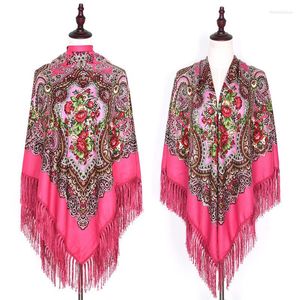 Scarves 160 160cm Include Long Tassel Scarf Oversize Retro Floral Russian Shawls Wrap For Women Luxury Headband Head Bandana Hijab YG794