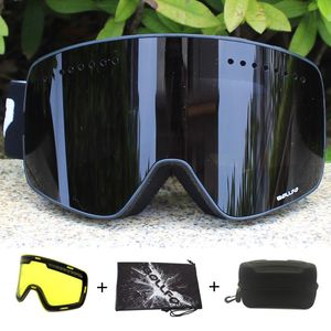 Ski Goggles Magnetic Double Layers Lens Masks Anti fog UV400 Snowboard Glasses Eyewear for men women with case 230726