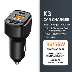 Oinveral Car Charger PD65W 45W Super Fast Charge Dual Charging Port227C