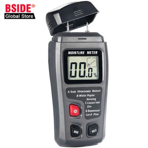 Moisture Meters BSIDE EMT01 Two Pins Digital Wood Moisture Meter 0-99.9% Wood Humidity Tester Timber Damp Detector with Large LCD Display 230727