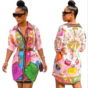 2023 fashion sexy women's autumn shirt dress pritint long sleeves fashion casual