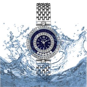 Женские роскошные алмазные часы высококачественные Quartz Watch Стальной ремешок водонепроницаемые 30 -миллиметровые часы