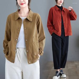 Kadın ceketleri pamuk ceket sonbahar gevşek retro çok yönlü kısa iş ceket üst moda