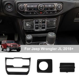 Pannello di controllo della finestra ABS in fibra di carbonio Presa USB per accendisigari per auto per Jeep Wrangler JL 2018 Up Accessori interni per auto252b