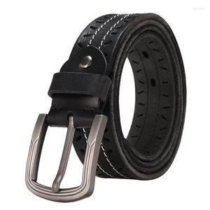 Belts Luxury Retro Men's Needle Buckle Waistband Top Layer Washed Cowhide Belt Casual Jeans Punched High End Leather