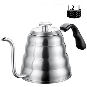 Stainless Steel Tea Coffee Kettle with Thermometer Gooseneck Thin Spout for Pour Over Coffee Pot Works on Stovetop 40oz 1 2L286N