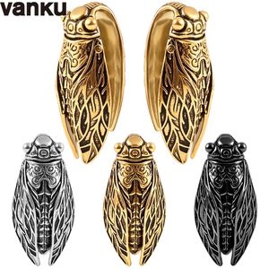 Vanku Vintage Insect Ear Weights Gauges, 316L Stainless Steel Hangers, Fashion Body Piercing Tunnels Jewelry