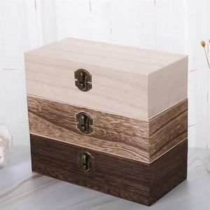 Storage Bottles & Jars 20pcs Large Wooden Box Log Color Pine Rectangular Flip Solid Wood Gift Handmade Craft Jewelry Case 20x10x6c186R