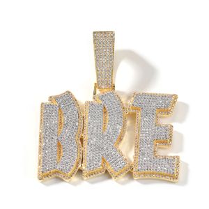 Hip Hop Gold Silver Color A-Z Letters Pingente Mens Colares Full Zircon Jóias