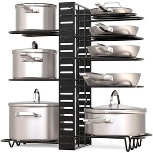 Food Storage Organization Sets 58 Tiers Adjustable Pots and Pans Organizer Rack 3 DIY Methods Heavy Duty Metal Lids Holder for Kitchen 230627