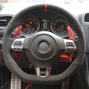 Black Alcantara Hand-stitched Steering Wheel Cover for Volkswagen Golf 6 GTI MK6 VW Polo GTI Scirocco R Passat CC R-Line 2010268G