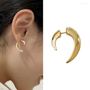 Orecchini a bottone 1 paio di orecchini a corno per le donne moda metallo geometrico piercing all'orecchio gioielli in argento color oro accessori femminili