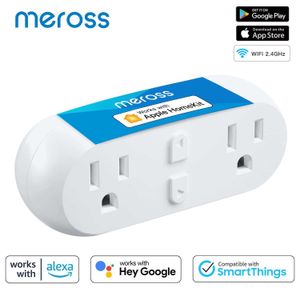 Akıllı Güç Fişleri Meross HomeKit 2'de 1 WiFi Çift Akıllı Fiş Çıkışı ABD Akıllı Soket Uzak Ses Kontrolü Desteği Alexa Google Home Smartthings HKD230727