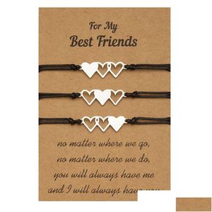 チャームブレスレット3pcs/set frestrument infinite inbiological Sister Best Friend Bracelet with Card so bff Bridesmaid Gift Drop Delivery J Dhec4