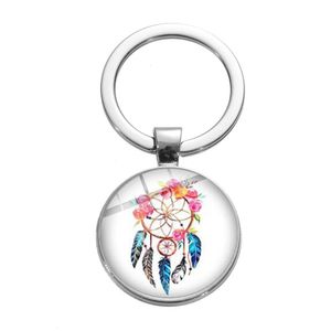 Anahtarlıklar Landards Dreamcatcher Tassel Tüy Keychain Magic Dream Catcher Lotus Çiçek Sanat Cam Pos Kızlar Şanslı Ana Zincir Çantası Pen Dhygk