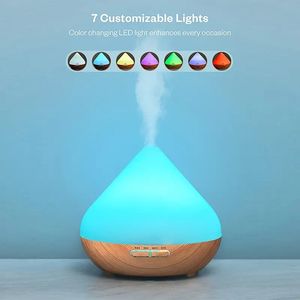 Difusor de óleo essencial de 1 unidade, difusor de aromaterapia de óleo essencial, umidificador de névoa fria com 7 luzes coloridas para home office