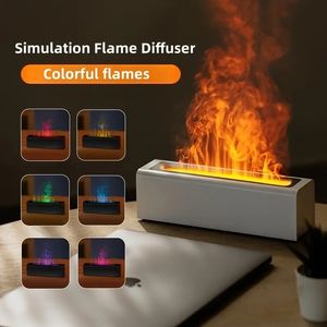 家のためのFlame Air加湿器、カラフルなライト付き150mlのエッセンシャルオイルディフューザー、USBアロマセラピー加湿器ディフューザー、タイミング機能、フレグランスディフューザー