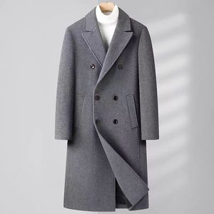 Wool coat men trousers knee length advanced slim windbreaker large size big