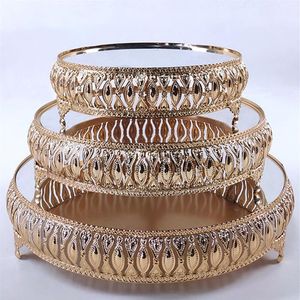 Dishes & Plates Metal Wedding Cake Stand Decoration Party Mirror Tray Dessert Electroplate Gold Cupcake Table Home Display Tools3111