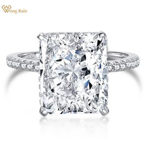 Wedding Rings Wong Rain 100 925 Sterling Silver Radiant Cut 1012MM 8CT VVS D Color Created Flower Ring Jewelry Gift Drop 230726