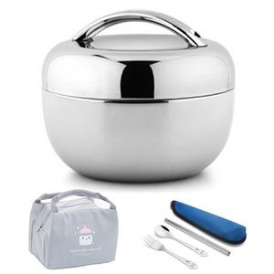 Vacuum Thick Stainless Steel Food Storage Container Thermos Portable Picnic Bento Lunch Box Office Lunchbox Adult Dinnerware Set T2809