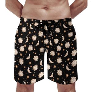 Shorts masculino Celestial Sun and Moon Board dourado preto qualidade curto cintura elástica tamanho grande calção de banho masculino