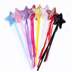 Cadılar Bayramı Çocuk Günü Sequins Magic Wand Pentagram Partisi Masquerade Kelepçeleri Angel Stick Magic Wand Star Peri Stick Sell278p