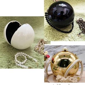 Klasyczne kobiety Pearl Ball Box Portfelki Eleganckie damowe torby wieczorowe torba na telefon komórkowy Duża pojemność plecak na ramię TOTE Cha2708