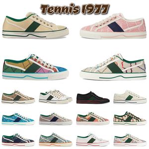 Mode Tennis 1977 Freizeitschuhe Luxurys Designer Herrenschuh Italien Grün und Rot Webstreifen Gummisohle Stretch Baumwolle Low Top Herren Sneakers 36-44