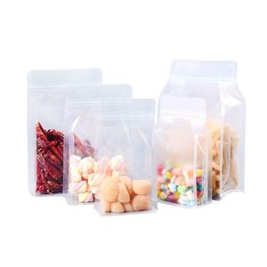 Sacos de embalagem Frosted Stand Up Matte Bag Bolsa de plástico com zíper reutilizável Embalagem hermética para armazenamento de alimentos Bolsas de fundo plano para chá Snac Dh3Xi